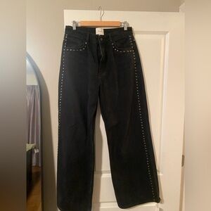 Reformation Cary High Rise Slouchy Wide Leg Jeans Black - Size 30